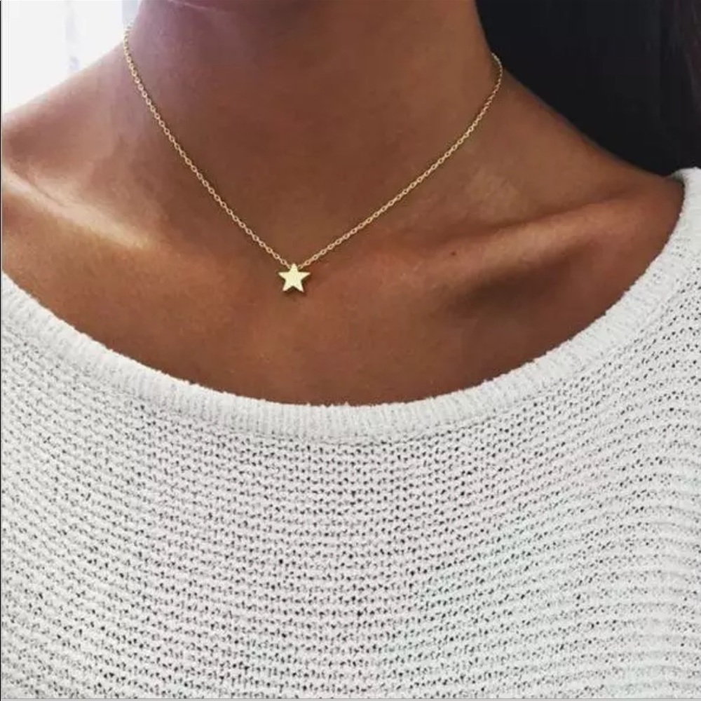 New Yellow Gold Plated Star Chain Necklaces